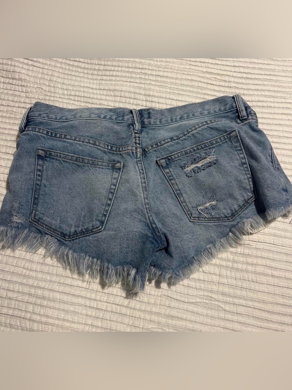 We The Free Light Blue Distressed Denim Cutoff Shorts - Picture 2 of 2